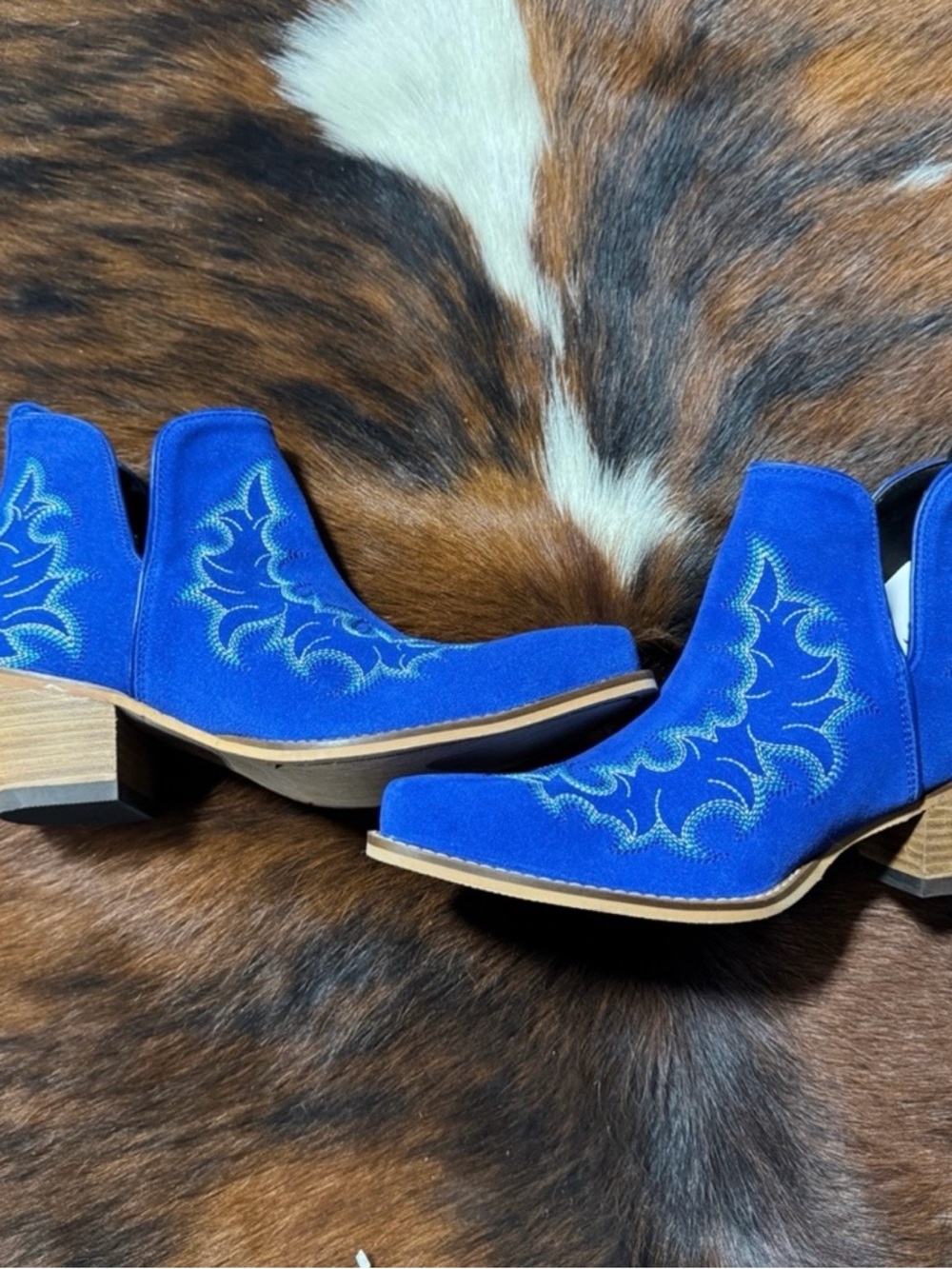 Myra Bag Cobalt Blue Suede Western Ankle Booties